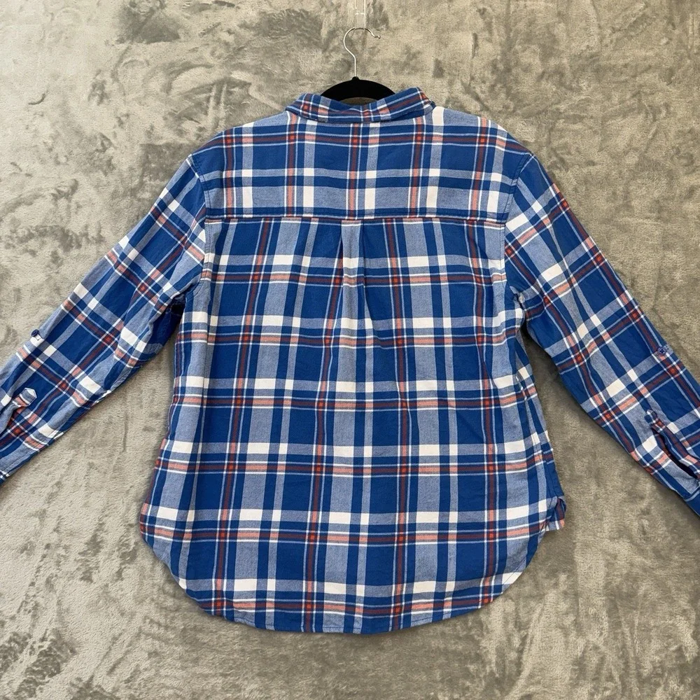 Florida Gators Monogram Flannel Shirt Orange‎ Blue Plaid Size Medium Long Sleeve